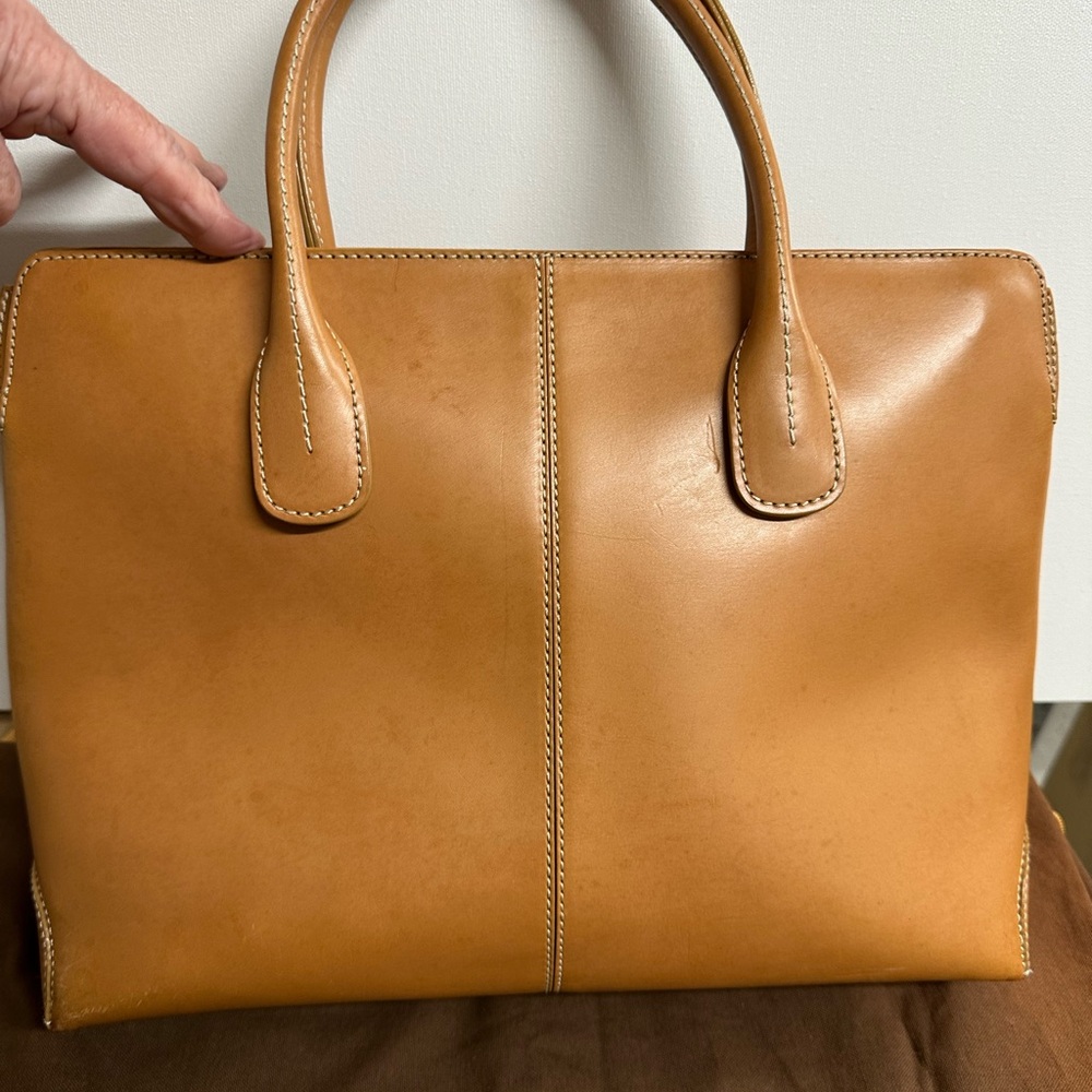 Tod's Cognac Leather Tote with Top Handles - Picture 4 of 11